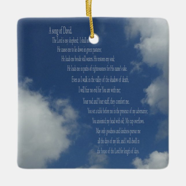 Psalm 23, Blauer Himmel, Keramik Keramikornament (Vorderseite)