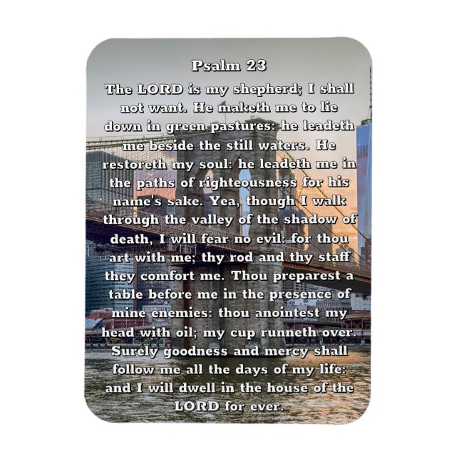 Psalm 23 Brooklyn Bridge NYC Magnet (Vertikal)