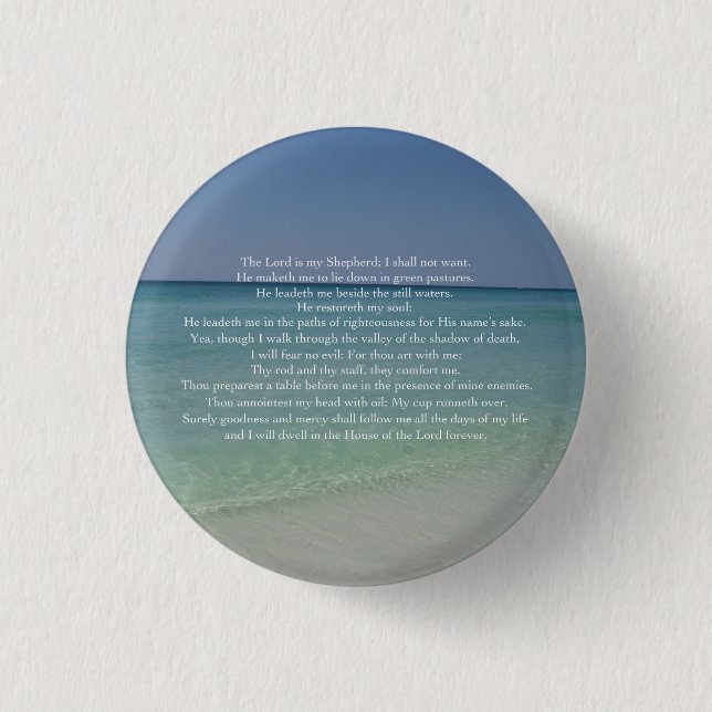 Psalm 23 Der Herr ist mein Hirte Schöner Strand Button (Vorderseite)