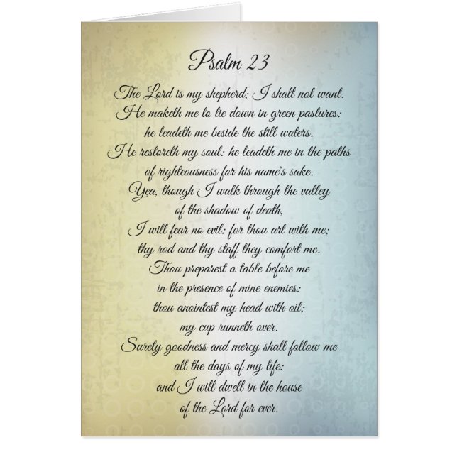 Psalm 23 Der Herr ist mein Schäferhund, Bibelverse (Vorne)