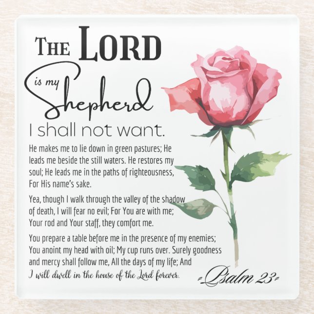 Psalm 23 Der Herr ist meine Schäferhirde-Blume Glasuntersetzer (Vorderseite)