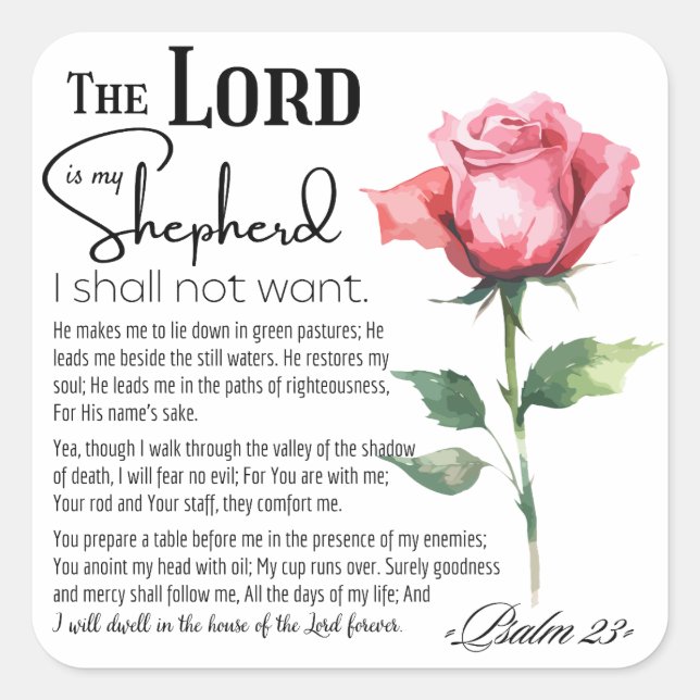 Psalm 23 Der Herr ist meine Schäferhirde-Blume Quadratischer Aufkleber (Vorderseite)