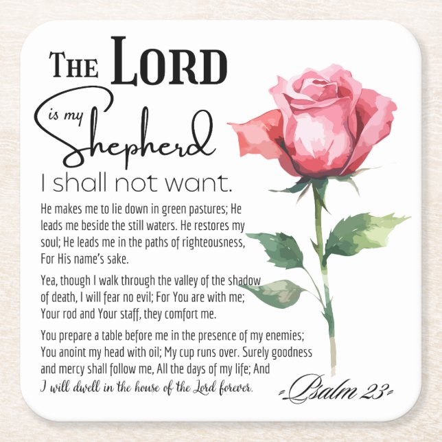 Psalm 23 Der Herr ist meine Schäferhirde-Blume Rechteckiger Pappuntersetzer (Vorderseite)