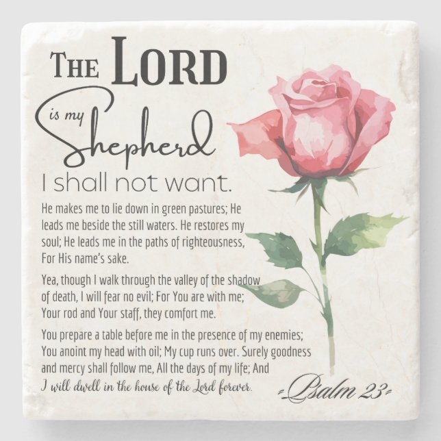Psalm 23 Der Herr ist meine Schäferhirde-Blume Steinuntersetzer (Vorderseite)