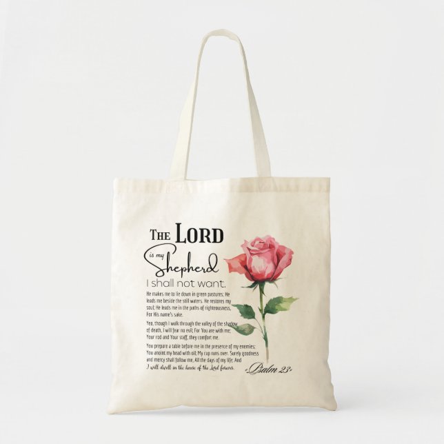 Psalm 23 Der Herr ist meine Schäferhirde-Blume Tragetasche (Vorne)