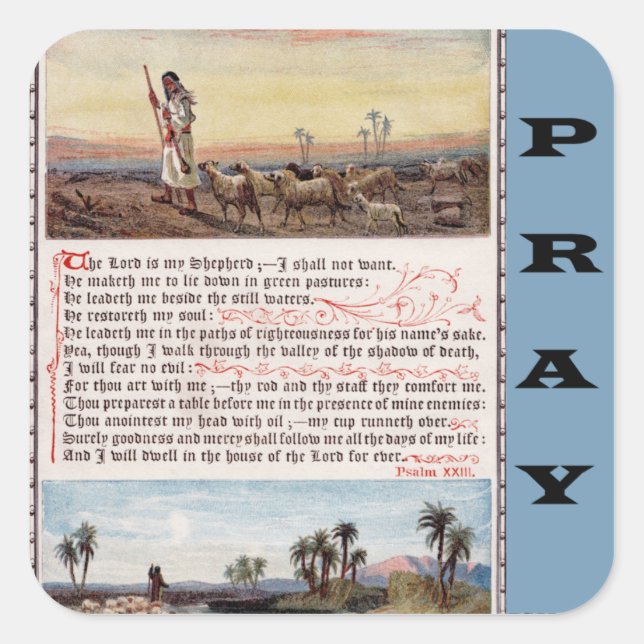 Psalm 23, der Lord ist mein Quadratischer Aufkleber (Vorderseite)