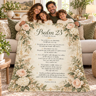 Psalm 23 Erbstück Florale Schrift Sherpadecke