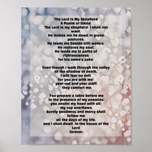 Psalm 23 Floralkünstlerische Kunst Poster (Vorne)