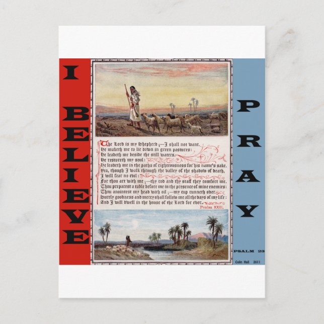 Psalm 23 Gebet, Der Herr ist mein Hirte Postkarte (Vorderseite)