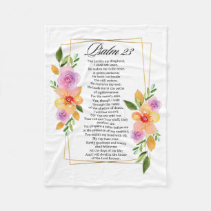 Psalm 23 Geometrischer Rahmen für Floral Fleecedecke