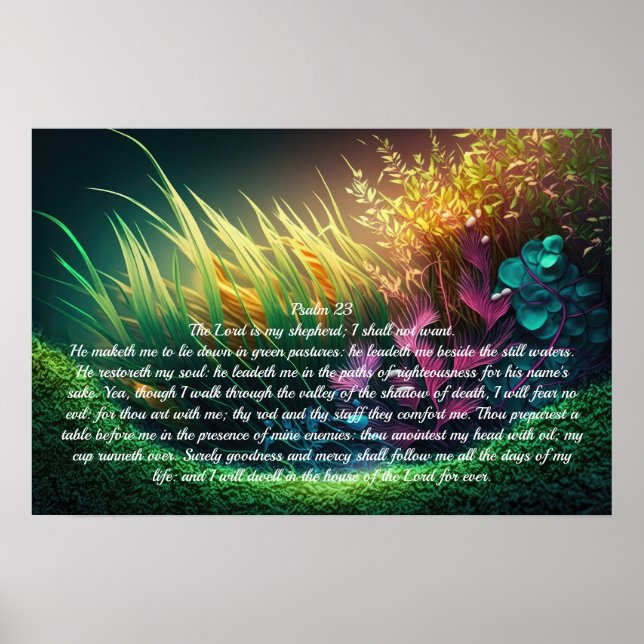 Psalm 23 Grüne Weiden Poster (Vorne)