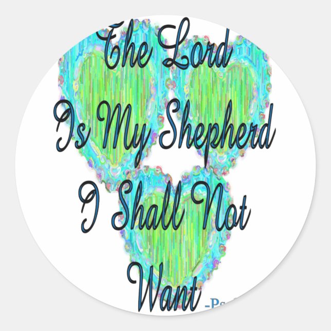 Psalm 23 Herzen Runder Aufkleber (Vorderseite)