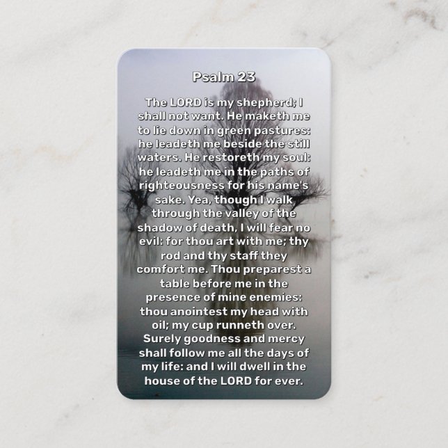 Psalm 23 Illuminated Lake Memorial Prayer Card Visitenkarte (Vorderseite)