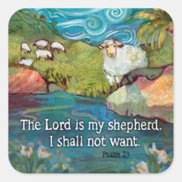Psalm 23, Lord ist mein Hirtenaufkleber Quadratischer Aufkleber