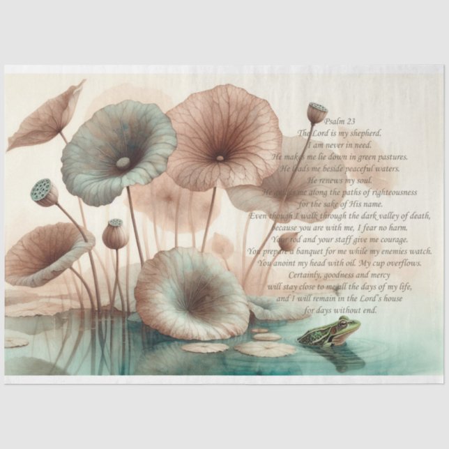 Psalm 23 Lotus, Froschteich Seidenpapier (Vorderseite)