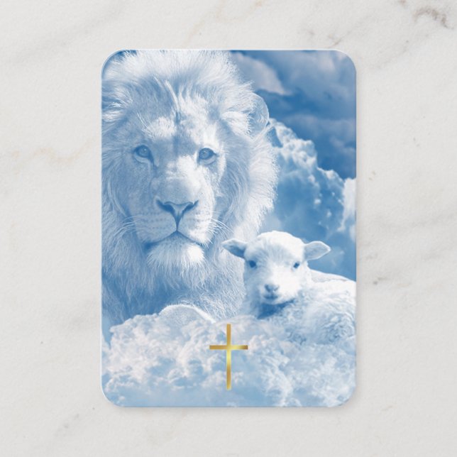 Psalm 23 Löwe & Lamm Gebetskarte Platzkarte (Vorderseite)