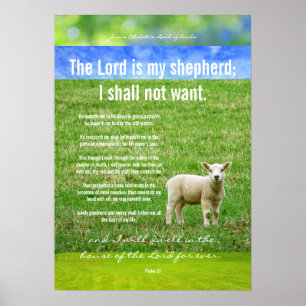 Psalm 23 mit einem reizenden Lamm, christliches Poster