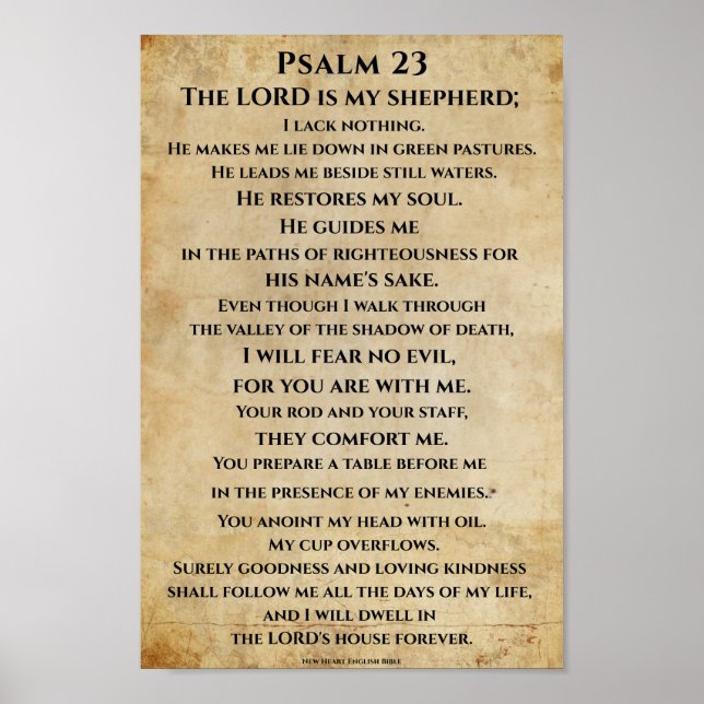 Psalm 23  { NHEB version.} Poster (Vorne)