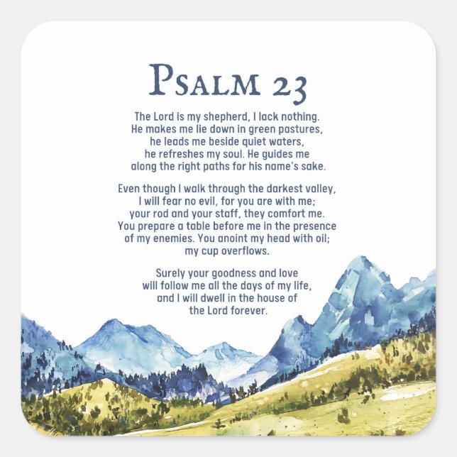 Psalm 23 NKJV Der Herr ist mein Hirte Quadratischer Aufkleber (Vorderseite)