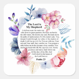 Psalm 23 NKJV Der Herr ist mein Hirte Quadratischer Aufkleber
