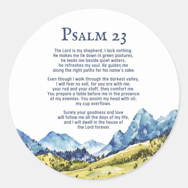 Psalm 23 NKJV Der Herr ist mein Hirte Runder Aufkleber (Vorderseite)