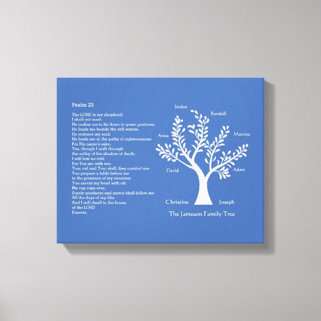 Psalm 23 NKJV mit Familienbaum, Leinwanddruck (Vorderseite)