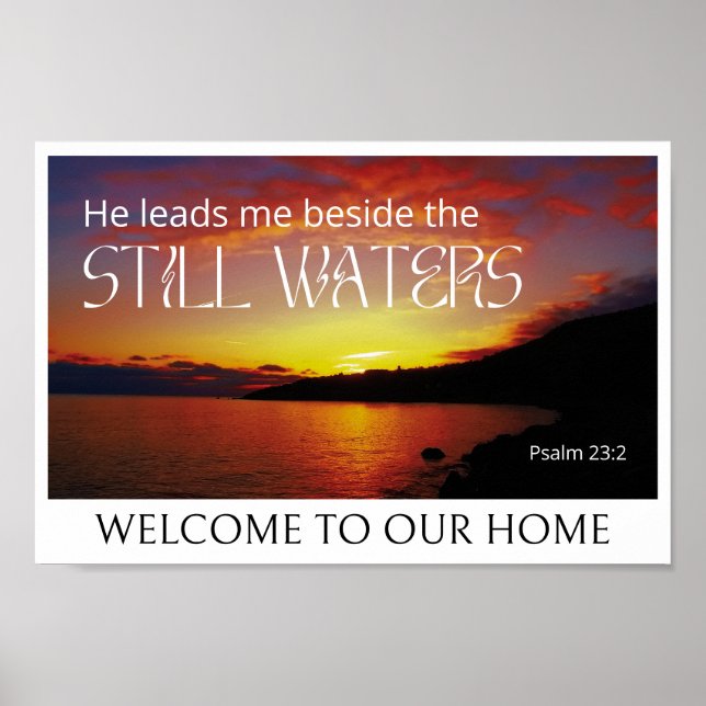 Psalm 23 NOCH GEWÄSSER Christliche Bibelverse Poster (Vorne)