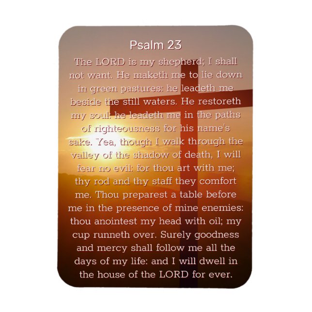 Psalm 23 Orange Cross Sunset Magnet (Vertikal)