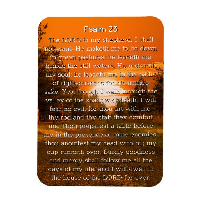 Psalm 23 Orange Sunset Trees Magnet (Vertikal)