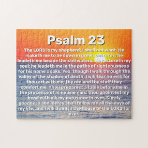 Psalm 23 Red Ocean Sunset Bible Verse