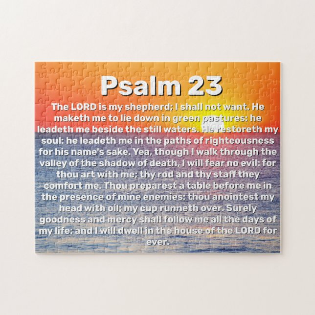 Psalm 23 Red Ocean Sunset Bible Verse (Horizontal)