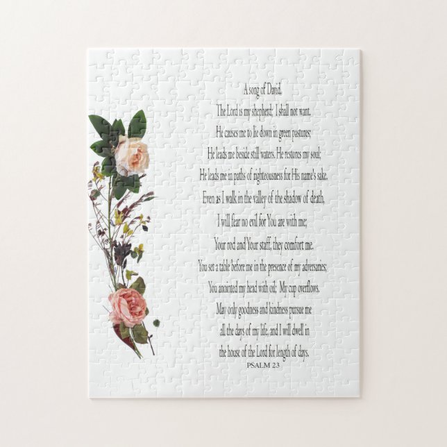 Psalm 23, Rose Blume, Herausforderung Puzzle (Vertikal)