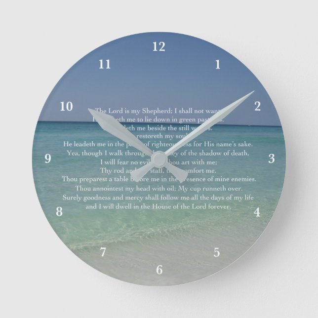 Psalm 23 Schönes Christliches Beach House Religiou Runde Wanduhr (Vorderseite)