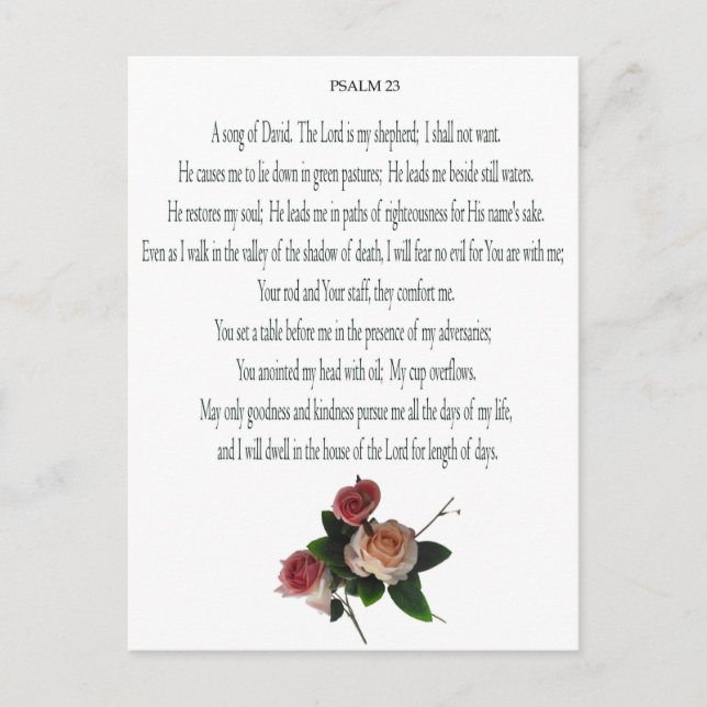 Psalm 23, Song von David, florale Postkarte (Vorderseite)