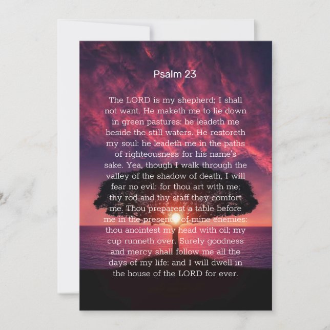Psalm 23 Sonnenuntergang Beerdigung des Lebens Einladung (Vorderseite)