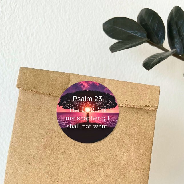 Psalm 23 Sonnenuntergang Runder Aufkleber (Von Creator hochgeladen)