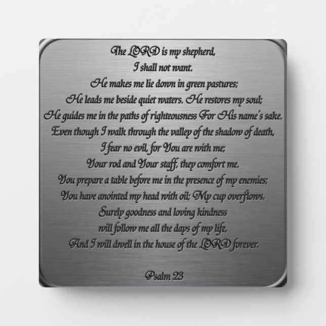 Psalm 23 - Stahl Fotoplatte (Vorderseite)