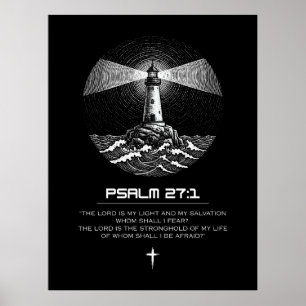 Psalm 27:1 Bibelvers Leuchtturm Christlich Poster