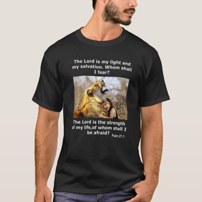 Psalm 27 1 Christliche Löwenbibliotheksverse T-Shirt (Vorderseite)