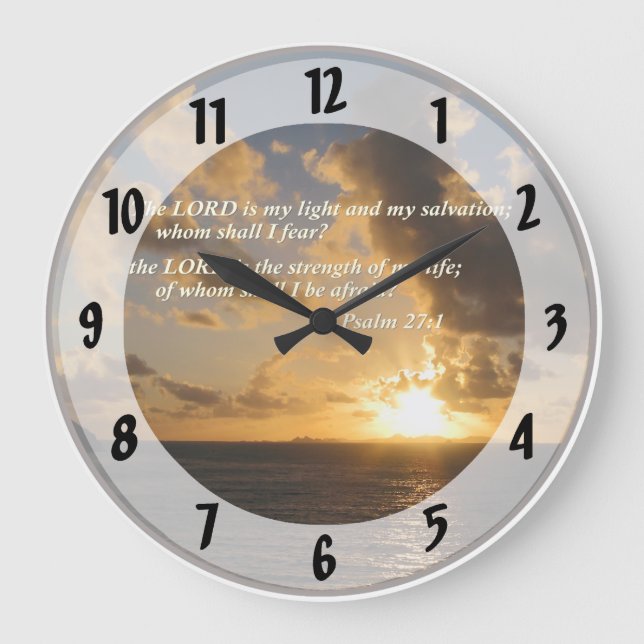 Psalm 27 1 Der Herr ist mein Licht Große Wanduhr (Vorderseite)