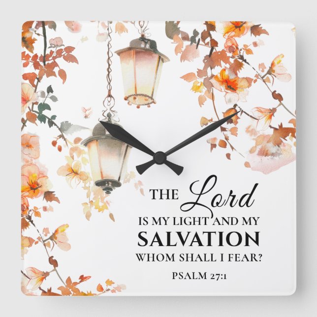 Psalm 27:1 Der Herr ist meine Light & Salvation Bi Quadratische Wanduhr (Vorderseite)