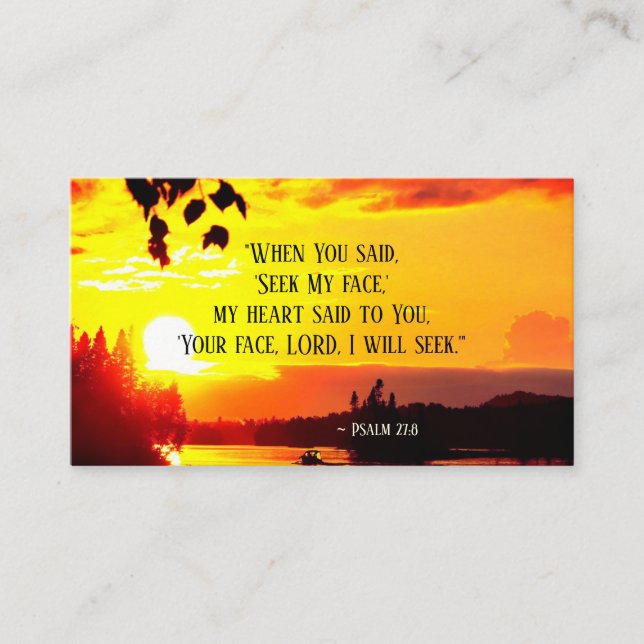 Psalm 27:8 Ihr Gesicht LORD Ich werde Bibel suchen Visitenkarte (Vorderseite)