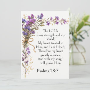 Psalm 28:7 Bibelvers, Lila Lavendel Blumen Kunst Einladung