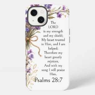 Psalm 28:7 Bibelvers, lila Lavendel-Blumenkunst iPhone Hülle