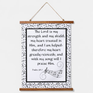 Psalm 28:7 wandteppich mit holzrahmen