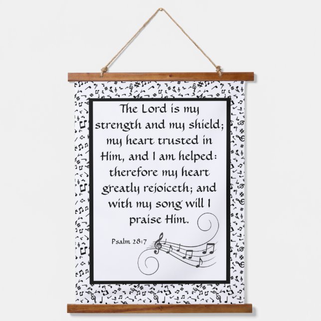 Psalm 28:7 wandteppich mit holzrahmen (Vorderseite)
