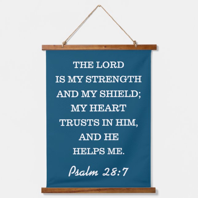 PSALM 28:7 WANDTEPPICH MIT HOLZRAHMEN (Vorderseite)