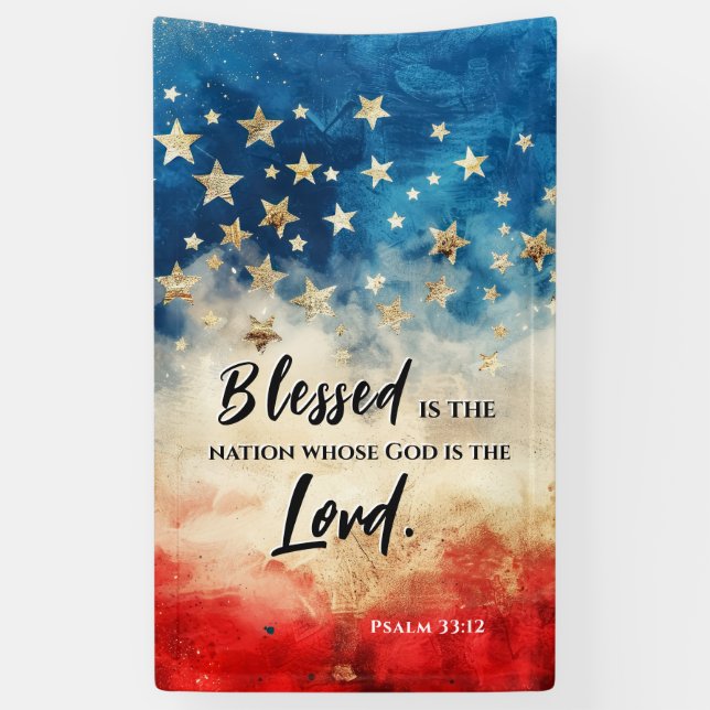 Psalm 33:12 Gesegnet ist die Flaggenbibel der Nati Banner (Vertikal)