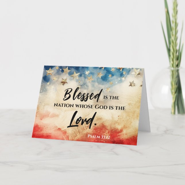 Psalm 33:12 Gesegnet ist die Flaggenbibel der Nati Karte (Vorderseite)