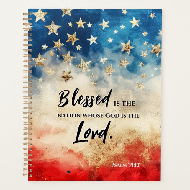 Psalm 33:12 Gesegnet ist die Flaggenbibel der Nati Planer (Vorderseite)
